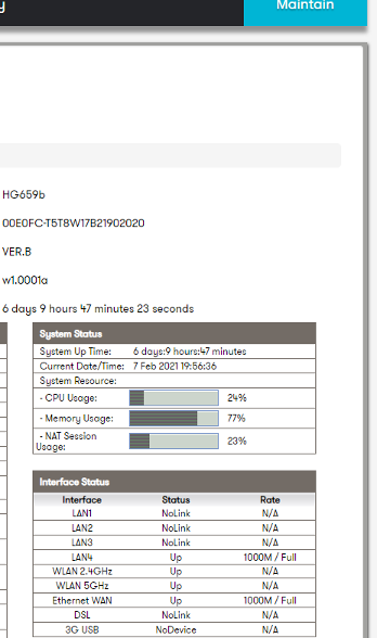 Modem Info Card