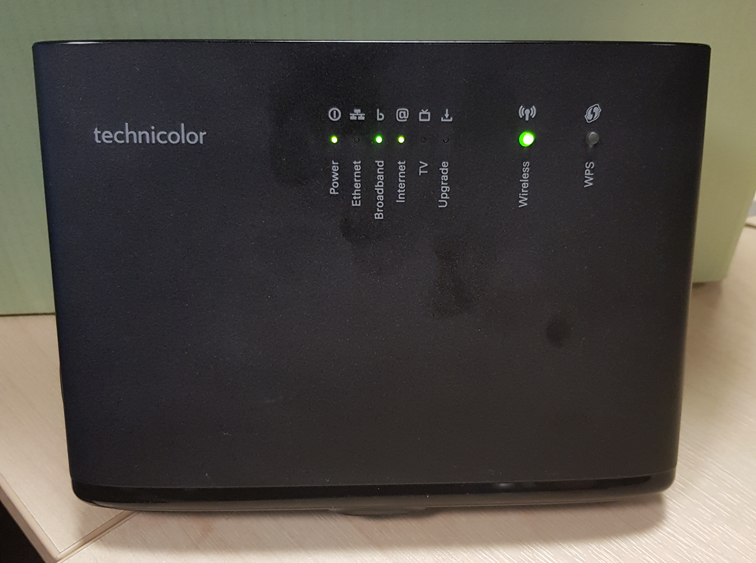 On Modem you can see the power, broadband, internet and wireless lights should all be on and illuminated Green