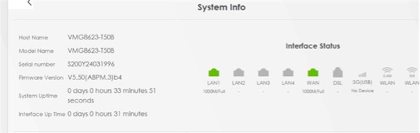 Modem Info Card